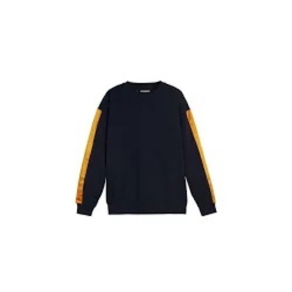Burberry London Satin Gold Stripe Crewneck Sweatshirt Navy Blue XS - Picture 4 of 16